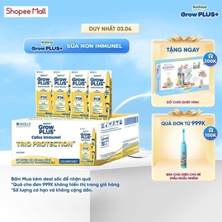 Thùng 24 hộp Sữa Bột Pha Sẵn Nutifood Sweden GrowPLUS+ Sữa Non Immunel hộp 180 ml