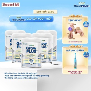 Combo 5 Sữa Bột Nutifood Sweden GrowPLUS+ Cao lớn vượt trội trên 2 tuổi (Bạc) 800g