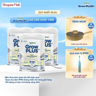 Combo 3 Sữa Bột Nutifood Sweden GrowPLUS+ Cao lớn vượt trội trên 2 tuổi (Bạc) 800g