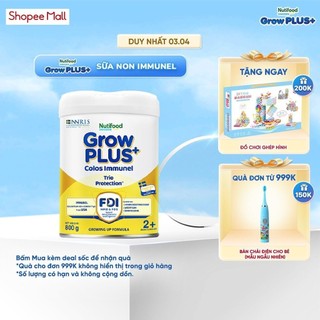 Sữa Bột Nutifood Sweden GrowPLUS+ Sữa Non Immunel trên 2 tuổi lon 800 g
