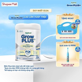 Sữa Bột Nutifood Sweden GrowPLUS+ Cao lớn vượt trội trên 2 tuổi (Bạc) 800g