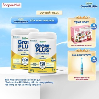 Combo 2 Sữa Bột Nutifood Sweden GrowPLUS+ Sữa Non Immunel lon 800 g