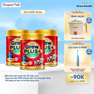 Combo 3 Sữa Bột GrowPLUS+ Suy dinh dưỡng (3 lon x 900g) - Grow Plus+
