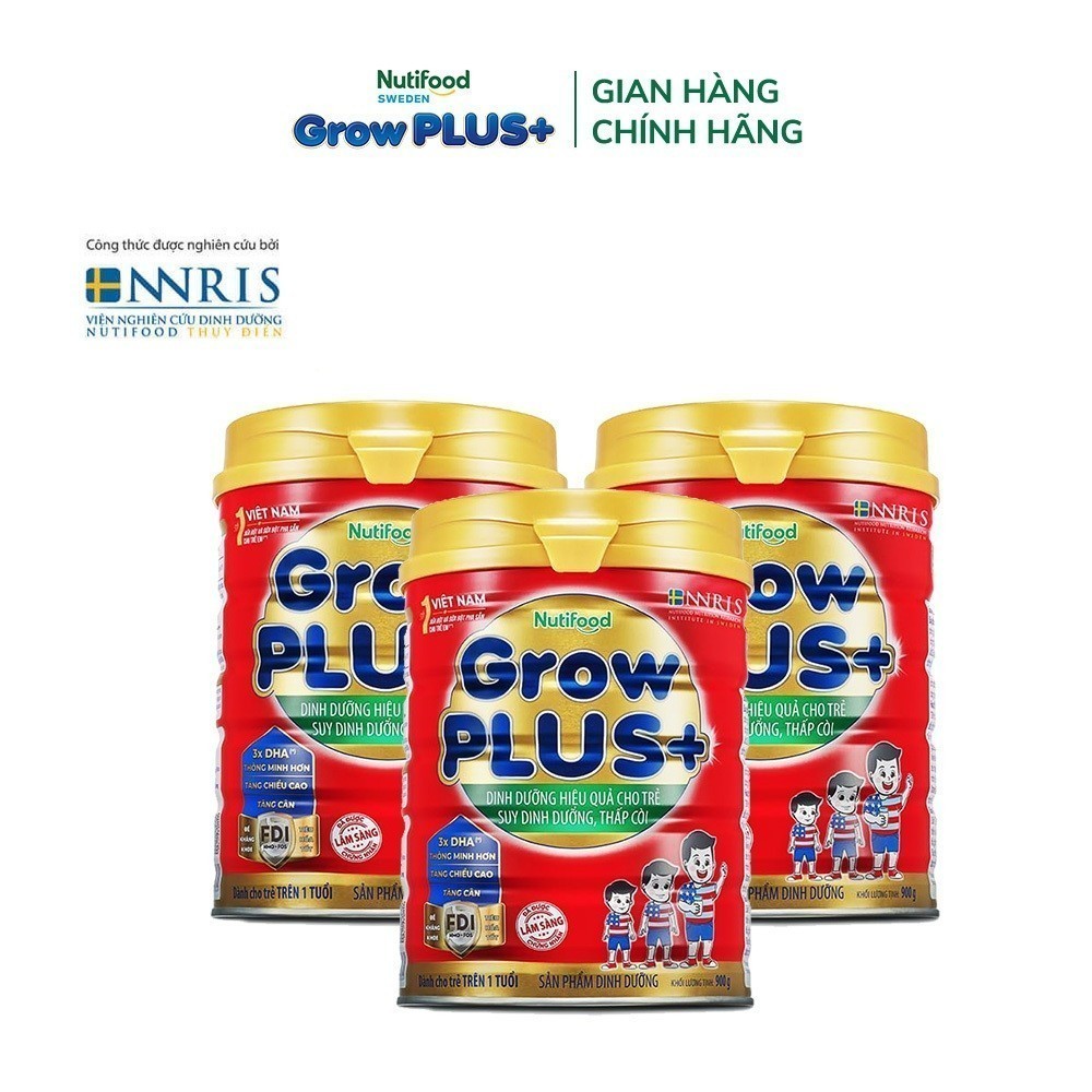 Combo 3 Sữa Bột GrowPLUS+ Suy dinh dưỡng (3 lon x 900g) - Grow Plus+