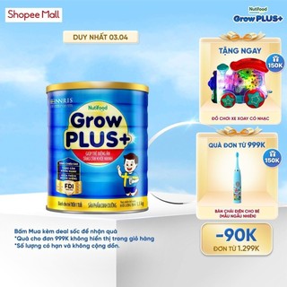 Sữa Bột Nutifood GrowPLUS+ Biếng Ăn 1.5kg - Tăng Cân Khỏe Mạnh (Lon 1.5kg)