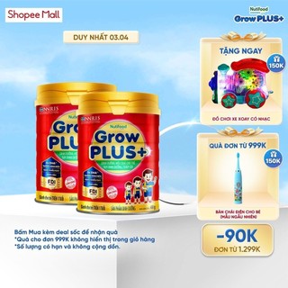 Combo 2 Sữa Bột Nutifood GrowPLUS+ Suy Dinh Dưỡng 400g - Tăng Cân, Tăng Chiều Cao (2 Lon x Lon 400g)