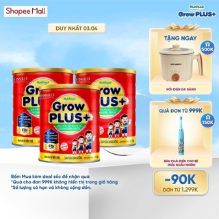 Combo 3 Sữa Bột Nutifood GrowPLUS+ Suy Dinh Dưỡng 1.5kg - Tăng Cân, Tăng Chiều Cao (3 Lon x Lon 1.5kg)