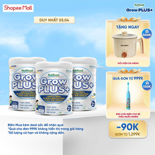 Combo 3 sữa bột GrowPLUS+ - giúp trẻ phát triển chiều cao và não bộ, không thừa cân (3 lon x 850g) - Grow Pl