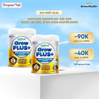 Bộ 2 Sữa Bột Nutifood GrowPLUS+ Sữa Non Tăng Đề Kháng 800g - 0-12 Tháng Tuổi (2 Lon x Lon 800g)