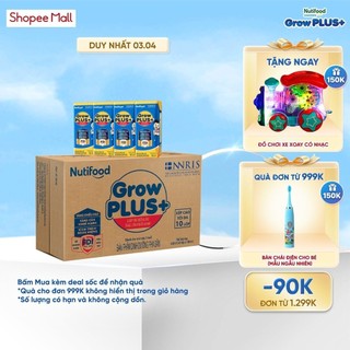 Thùng Sữa Bột Pha Sẵn Nutifood GrowPLUS+ Biếng Ăn 180ml  - Tăng Cân Khỏe Mạnh (48 Hộp x 180ml)