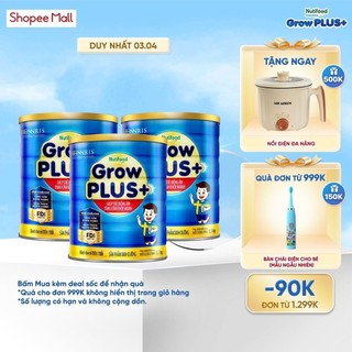 Combo 3 Sữa Bột Nutifood GrowPLUS+ Biếng Ăn 1.5Kg  - Tăng Cân Khỏe Mạnh (3 Lon x Lon 1.5Kg)