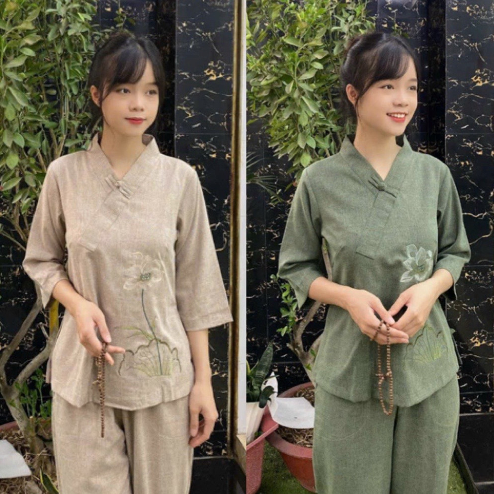 Đồ lam đi chùa ĐỒ LAM DI CHÙA - MẪU 1 NÚT VẢI LINEN TUEAN