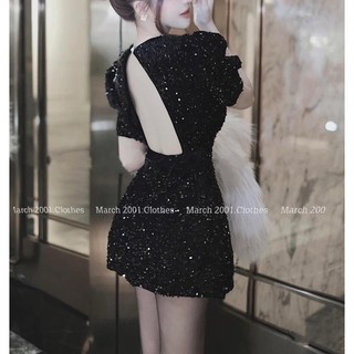 Váy kim sa khoét lưng bling sang chảnh