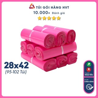 Túi gói hàng niêm phong tự dính - Túi đóng hàng chuyển phát nhanh NHỰA HVT size 28*42 - HỒNG CAO CẤP