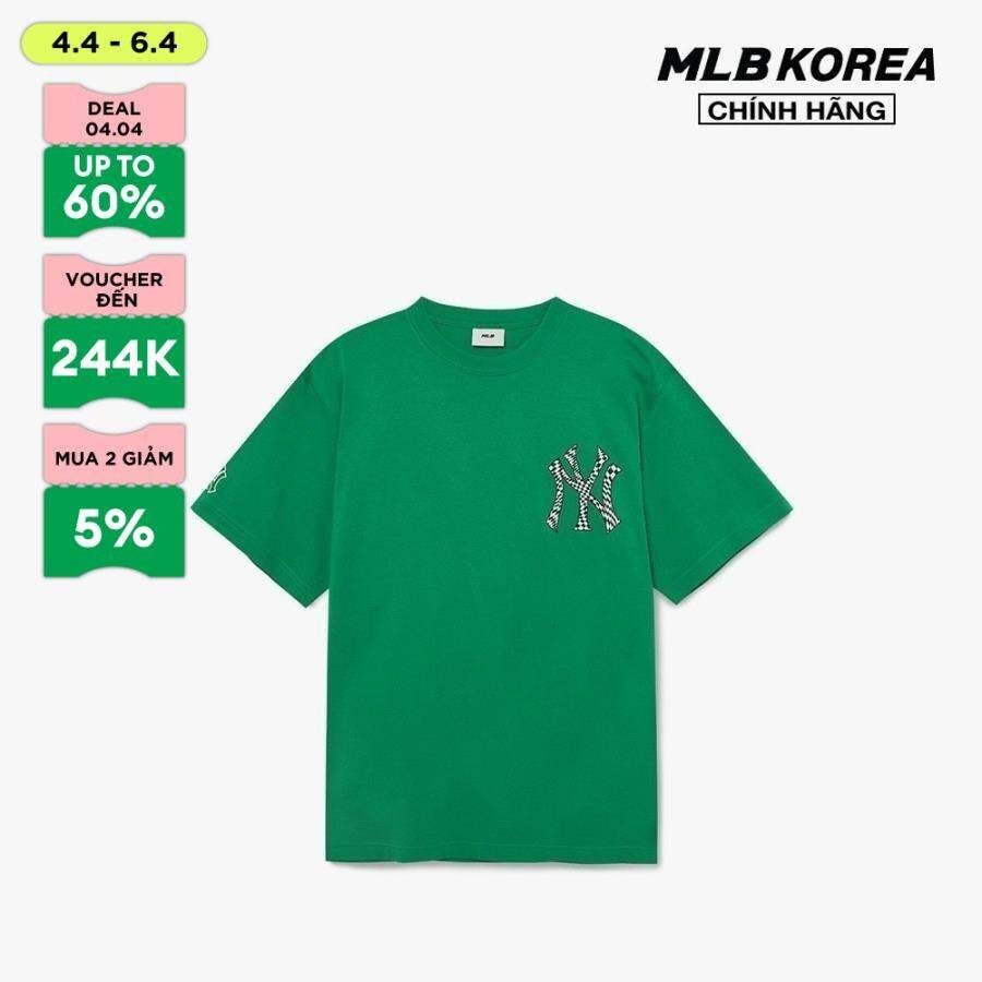 MLB - Áo thun unisex cổ tròn tay ngắn Checkerboard Clipping Logo Overfit 3ATSO0233-50GND