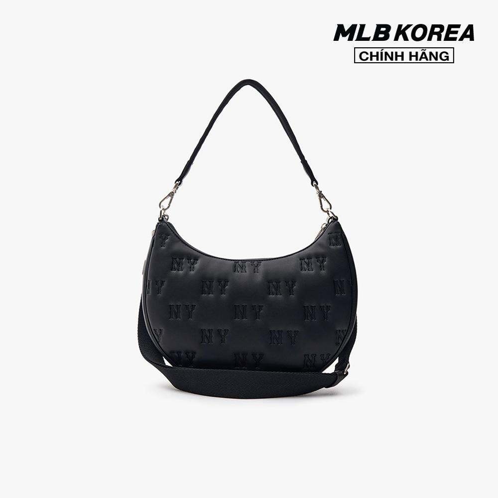 MLB - Túi đeo vai nữ hình bán nguyệt Classic Monogram Embo 3ABQS093N-50BKS