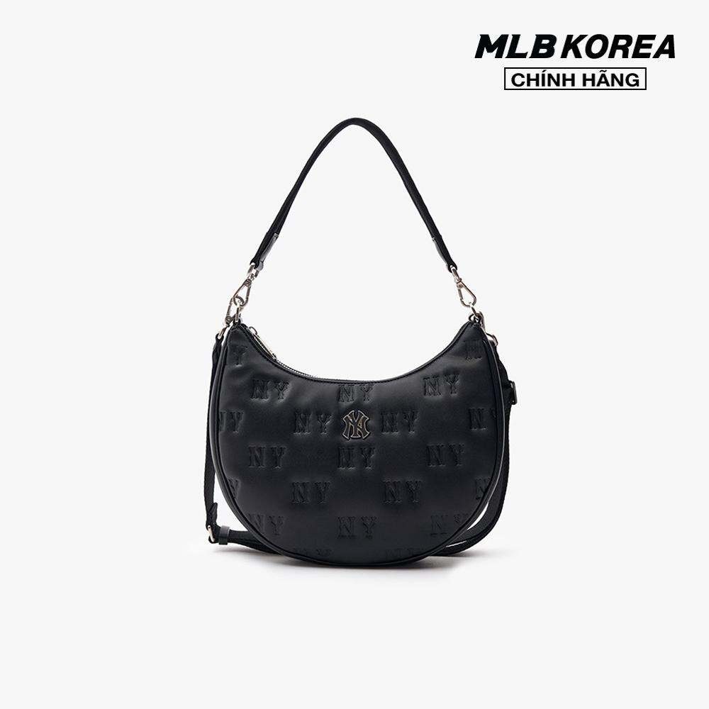 MLB - Túi đeo vai nữ hình bán nguyệt Classic Monogram Embo 3ABQS093N-50BKS