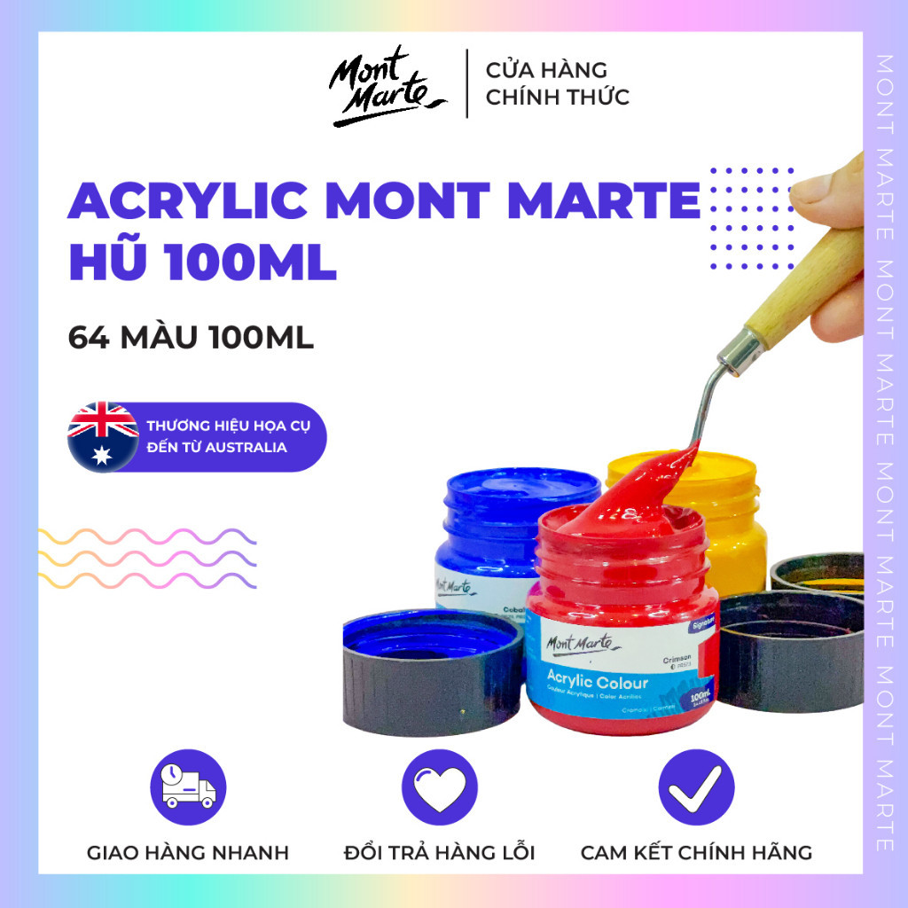 Màu Acrylic 100ml Mont Marte chính hãng - 16 màu acrylic mới