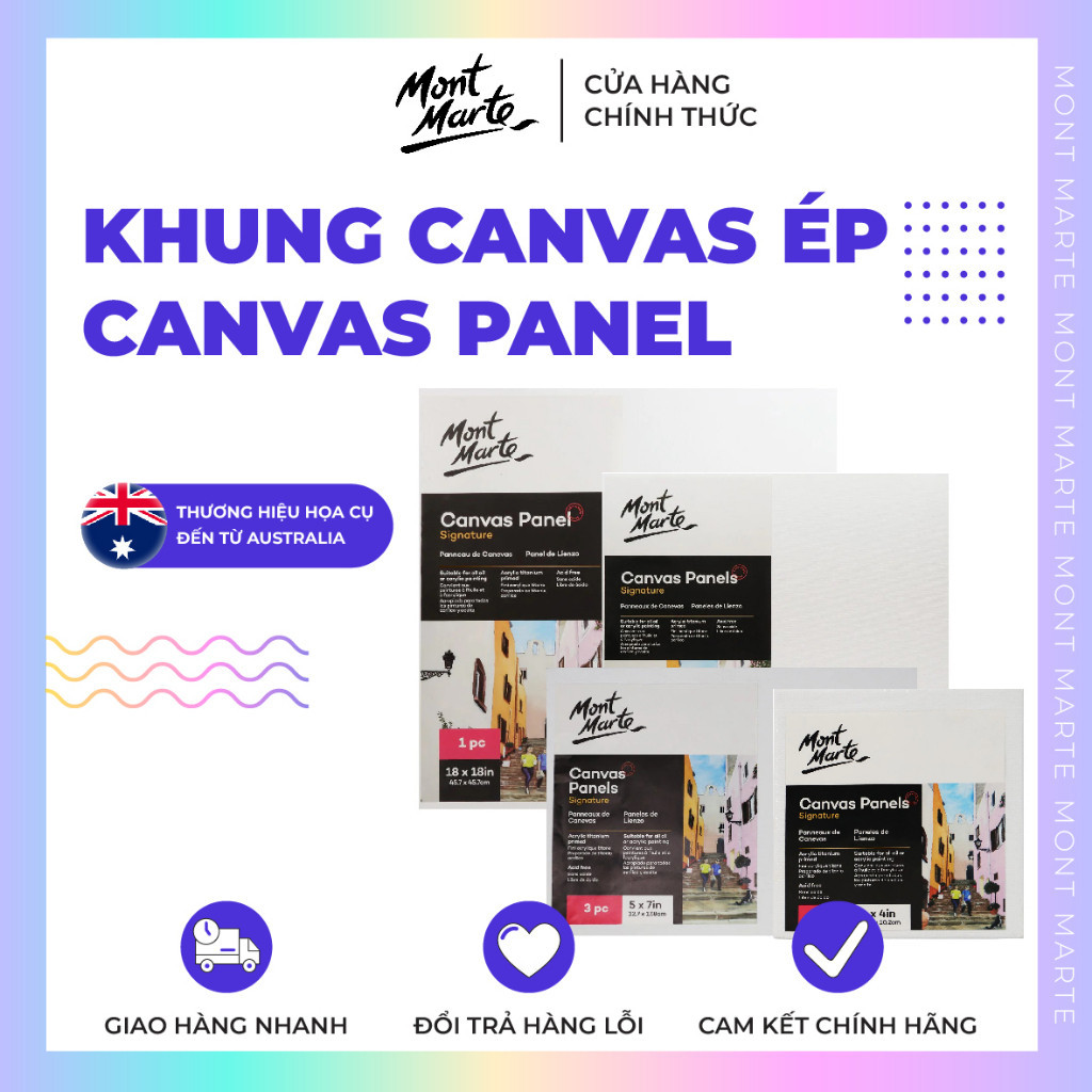 Tấm Canvas Panels Mont Marte CMPL - Canvas Vẽ Tranh, Toan Vẽ Tranh Acrylic, Sơn dầu