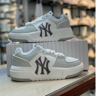 Giày MLB Chunky Liner New York Yankees White Black Gray, Giày Sneaker Trắng Đen Xám Full Box Bill