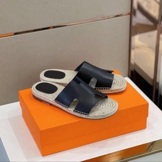 Dép HM Mặt Cói Bọc Nam Đế Giả Gỗ, Quai Da Chữ H Đế Cao Su Non Cao Cấp Hàng Đẹp Hot 2024