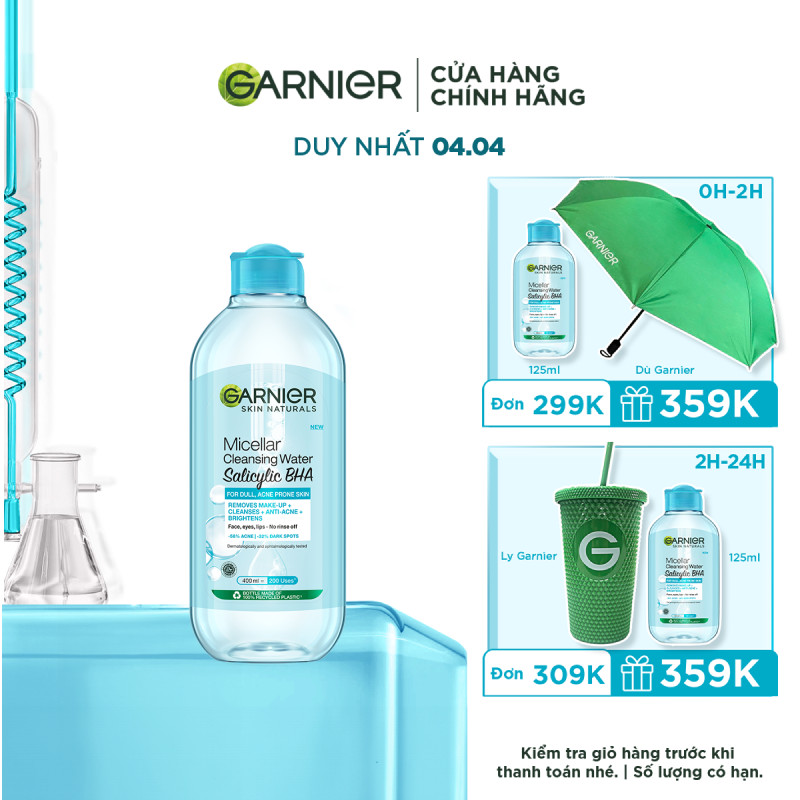 Nước Tẩy Trang làm sạch sâu dịu nhẹ cho mọi loại da - Garnier Micellar Cleansing Water 400ml