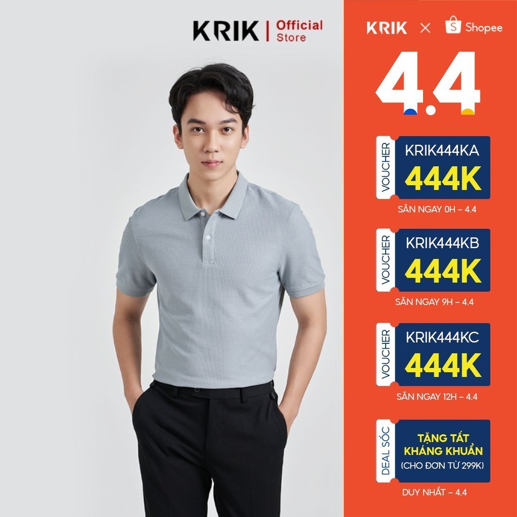 Áo Polo Nam KRIK Form Slimfit Vừa Vặn, Chất Vải Cotton Thoáng Mát, Co Dãn 4 Chiều PL0198