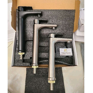 Vòi lavabo lạnh thân to cao 30cm đen, xám, inox 304