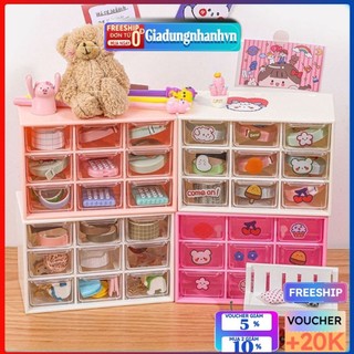 Hộp Nhựa Đựng Đồ Nhiều Ngăn Kéo  Kệ  Tủ  Mini Nhiều Ô Để Bàn Đựng Đồ Trang Sức Mỹ Phẩm 