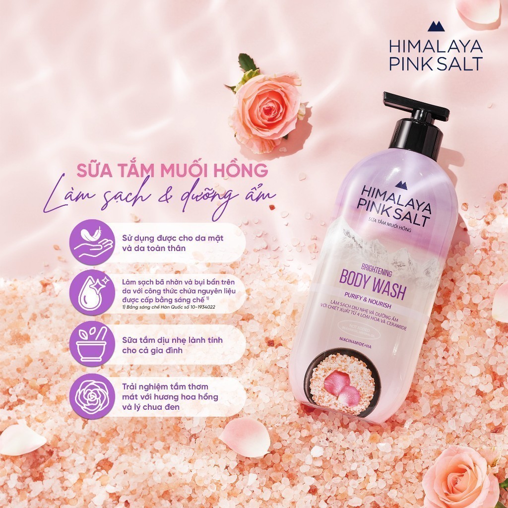 [Mua 1 tặng 1] Sữa tắm muối hồng Himalaya Pink Salt làm sạch và dưỡng ẩm da Purify And Nourish 500g