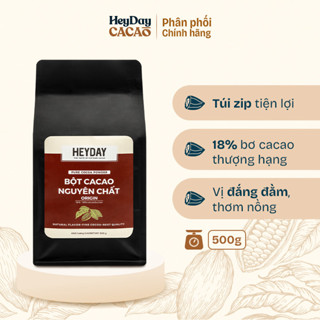 Túi zip 500g Bột cacao nguyên chất Việt Nam 100% Heyday - Dòng Origin thượng hạng