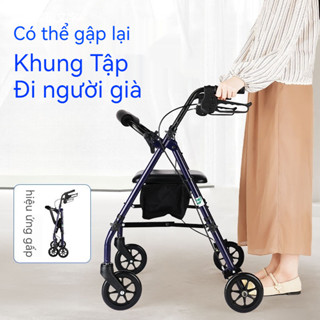 Khung Tập Đi người già,Xe Đẩy Ghế Ngồi Bánh Xe Đi Lại Gọn Nhẹ Gấp Đa Chức Năng Máy Hỗ Trợ Đi Bộ Hỗ Trợ Đi Bộ