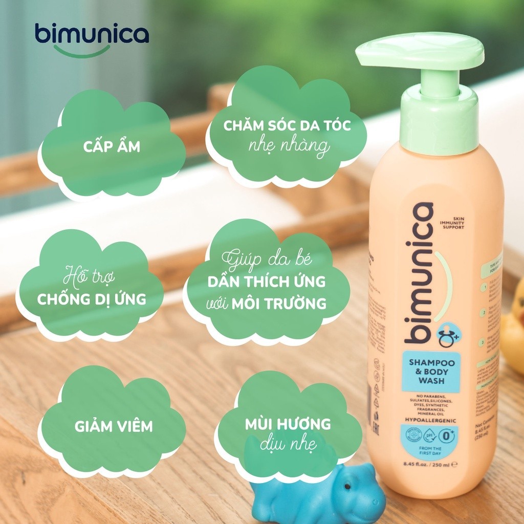 Combo Tắm Gội 2in1 Cho Bé Sơ Sinh Và Gia Đình Cao Cấp Bimunica 500ml + 500ml