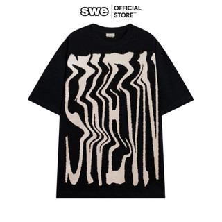 Áo thun local brand họa tiết unisex swe swevn tee - đen/ kem