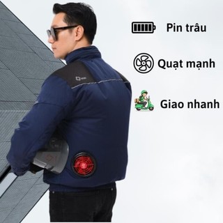 Áo điều hòa japan màu XANH THAN  ( Bộ đủ phụ kiện ) Hàng đẹp bao không xù PIN 32000 mah dùng liên tục 10-14 tiếng