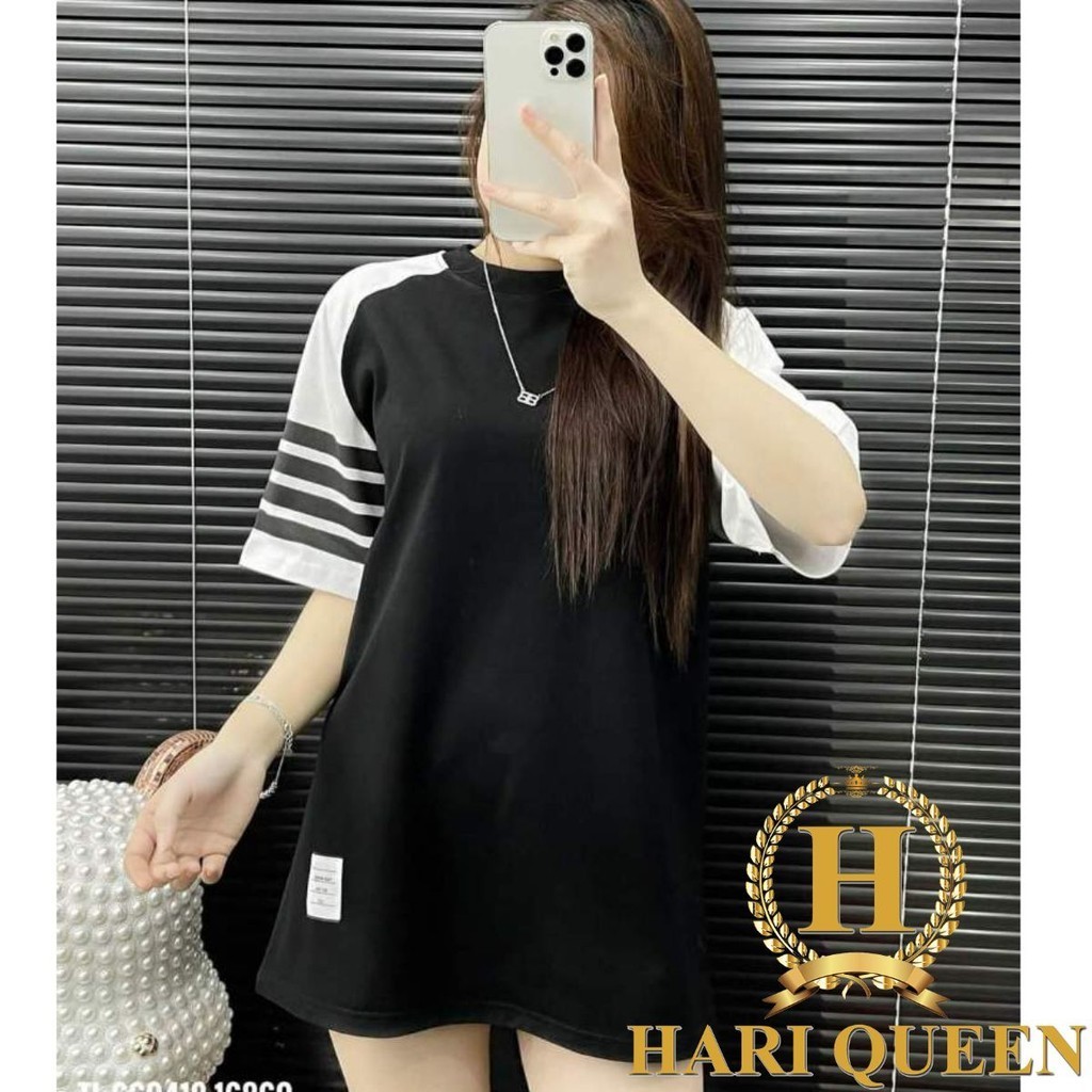 Áo thun tay lỡ 4 vạch tay raglan HARIQUEEN - Áo phông nam nữ unisex freesize form rộng 65kg chất cotton mát