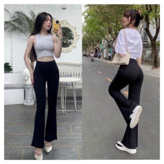 Quần legging nữ co dãn 4 chiều, quần legging dài ống loe cạp cao nâng mông,có bigsize