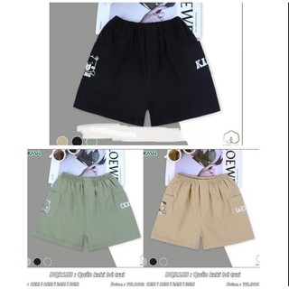 Quần đùi bé trai kaki mềm mát đáp túi size 9-36M Dq2183