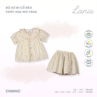 Gs0224 - 9m/5y bộ sơ mi cổ bèo fairy hoa nhí vàng