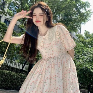 (Order) Đầm hoa babydoll cổ bèo hoa nhí mẫu mới hách tuổi xinh xắn trẻ trung