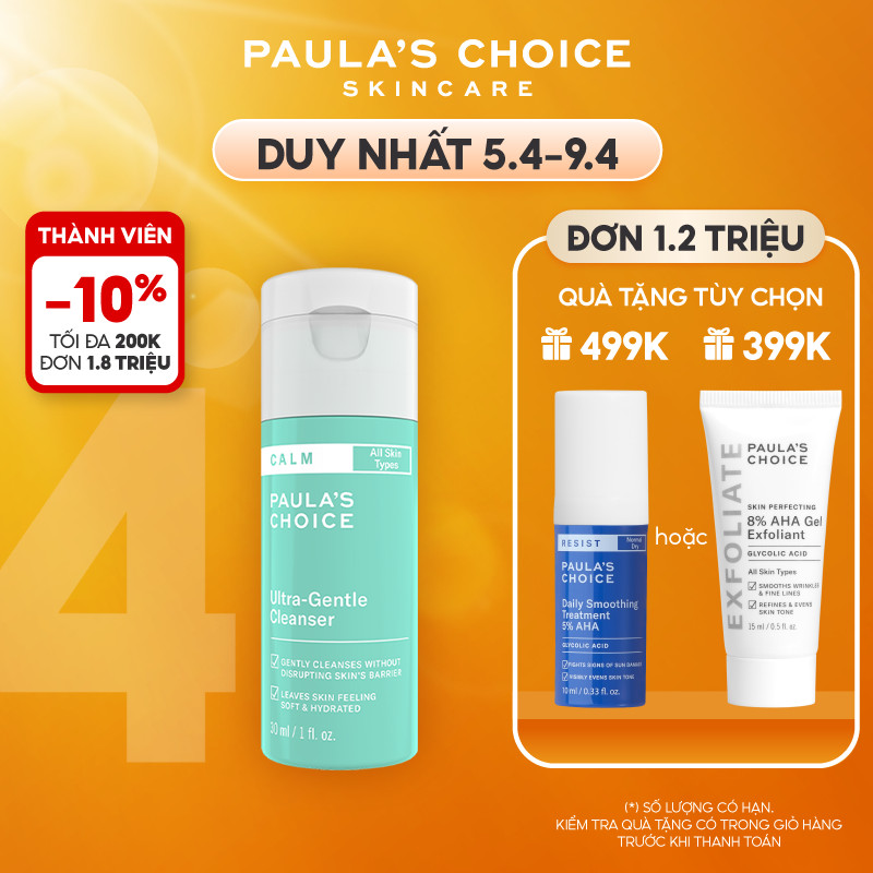 Sữa rửa mặt dịu nhẹ cho da nhạy cảm Paula's Choice Calm Ultra-Gentle Cleanser 30ml 9197