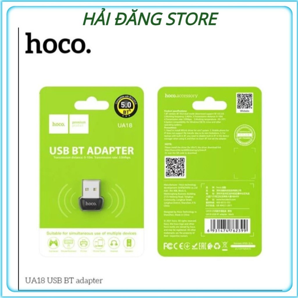 USB Bluetooth Hoco UA18 5.0 Kết Nối Bluetooth Cho Laptop, PC