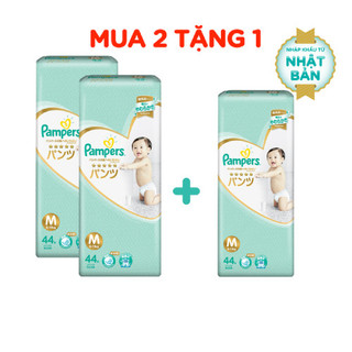 [Tặng 1 gói cùng size] Combo 2 Tã/Bỉm Quần Pampers Nhật Bản size M44/L34/XL30