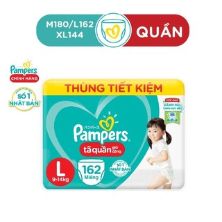 Thùng Tối Ưu Phí Vận Chuyển 3 Gói Tã Quần PAMPERS Giữ Dáng Mega Box M180/L162/XL144