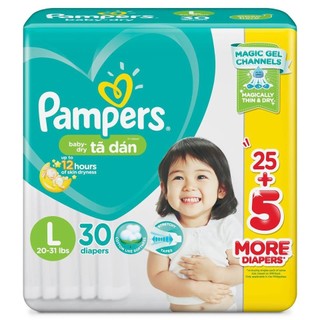 [Mã FMCG80 giảm 10% đơn từ 400K] Tã/bỉm Dán Pampers Baby-Dry M34/L30/XL26