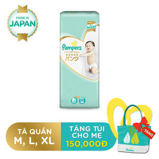 [Mã FMCG80 giảm 10% đơn từ 400K] Tã/Bỉm Quần Pampers Nhật Bản Size M44/L34/XL30 tặng Túi xách Pampers cho mẹ
