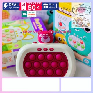 [ tặng kèm pin ] Popit điện tử 13 nút Gấu dâu-Thỏ tím đồ chơi bấm nút cho bé với nhạc Tiếng Anh giúp bé luyện tay, mắt
