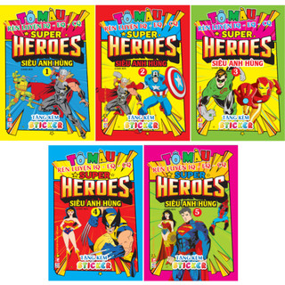 Sách - combo 5 tập tô màu super heroes siêu anh hùng - rèn luyện iq eq cq