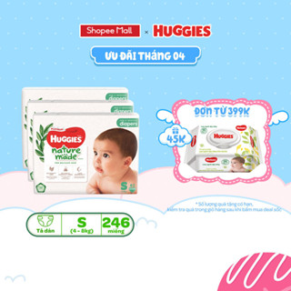 Combo 3 Tã Bỉm dán sơ sinh Huggies Platinum NatureMade S82