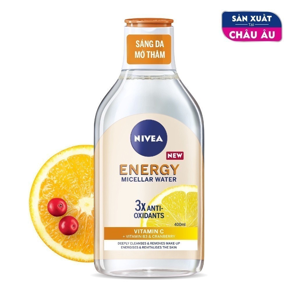 Bộ 2 Nước Tẩy Trang NIVEA Energy Dưỡng Sáng Da | Mờ Thâm | Vitamin C | Nacinamide (400 ml) - 94244